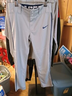 Nike White Baseball Pants with Blue Swoosh Bin 7